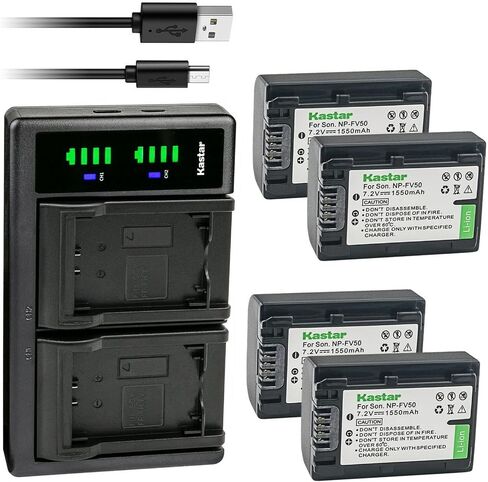 Kastar 3-Pack Battery and LTD2 USB Charger Replacement for Sony HDR-CX350, HDR-CX360, HDR-CX370, HDR-CX380, HDR-CX390, HDR-CX400, HDR-CX410, HDR-CX430, HDR-CX455, HDR-CX510, HDR-CX540, HDR-CX550 in Kuwait