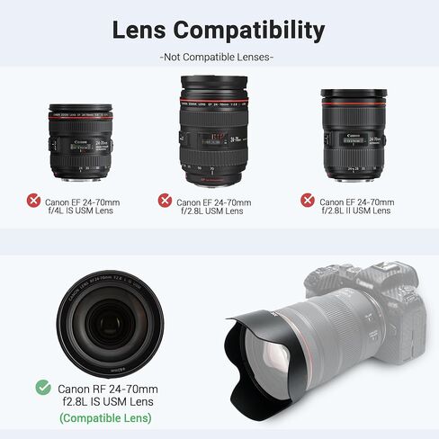 JJC EW-73E Lens Hood for Canon RF 16-28mm f/2.8 & RF 15-30mm f/4.5-6.3 Lens | Replaces Canon EW-73E Hood, Reversible Design, Supports 67mm Filter/Lens Cap, Reduces Lens Flare & Anti-Scratches, ABS in Kuwait