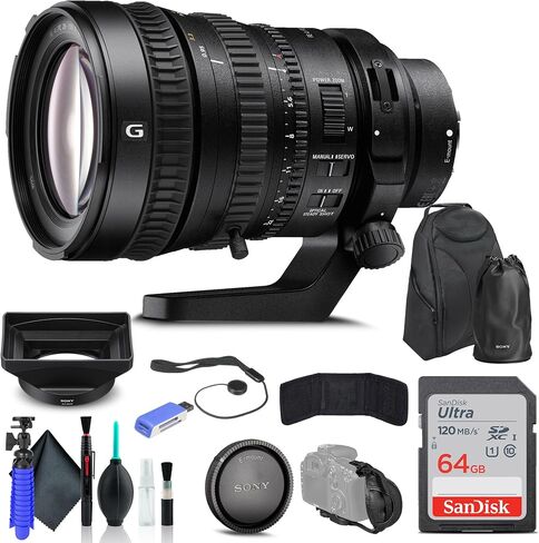 Sony FE PZ 28-135mm f/4 G OSS Lens SELP28135G, Backpack, 64GB Card, Card Reader, Flex Tripod, Memory Card Wallet, Cap Keeper, Cleaning Kit, Hand Strap, and More in Saudi Arabia