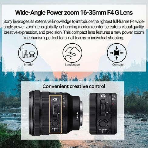 عدسة سوني FE PZ مقاس 16-35 مم F4 G ذات إطار كامل وفتحة ثابتة وزاوية عريضة G - حزمة جودة صورة فائقة مع بطاقة ذاكرة سعة 64 جيجابايت، وبرامج التحرير، وحقيبة الكاميرا، والملحقات (5 عناصر) in Saudi Arabia