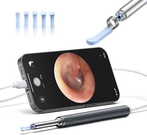 Otoscope with Light for iPhone iPad - Ultra Clear View Ear Scope Otoscope with Light | 3.5mm Otoscope Camera with Ear Wax Removal Tools | Ear Otoscope Supports Photo Capture & Video Recording in Kuwait