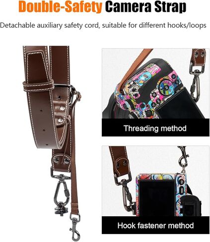 حزام كاميرا Cwatcun، حزام كاميرا للمصورين - أشرطة كتف جلدية مزدوجة للرقبة لكاميرا Canon، Nikon، Sony، Fuji DSLR SLR بدون مرآة - 2.0 S Coffee in Kuwait