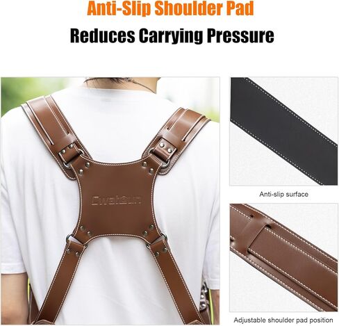 حزام كاميرا Cwatcun، حزام كاميرا للمصورين - أشرطة كتف جلدية مزدوجة للرقبة لكاميرا Canon، Nikon، Sony، Fuji DSLR SLR بدون مرآة - 2.0 S Coffee in Kuwait
