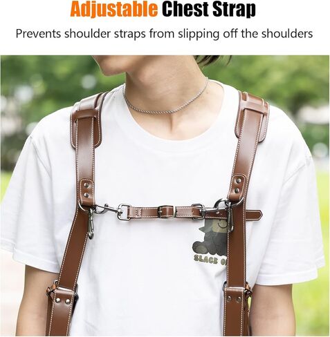 حزام كاميرا Cwatcun، حزام كاميرا للمصورين - أشرطة كتف جلدية مزدوجة للرقبة لكاميرا Canon، Nikon، Sony، Fuji DSLR SLR بدون مرآة - 2.0 S Coffee in Kuwait