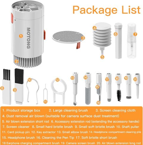 MOTONG Keyboard Screen Brush Cleaning Kit, Mutifunctional Electronic Cleaner Tools Kits for AirPods Laptop Camera Phone PC (White) in Saudi Arabia