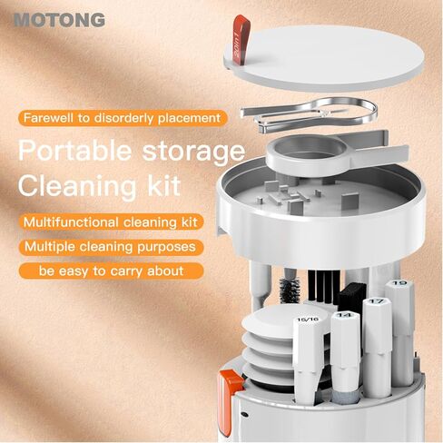 MOTONG Keyboard Screen Brush Cleaning Kit, Mutifunctional Electronic Cleaner Tools Kits for AirPods Laptop Camera Phone PC (White) in Saudi Arabia