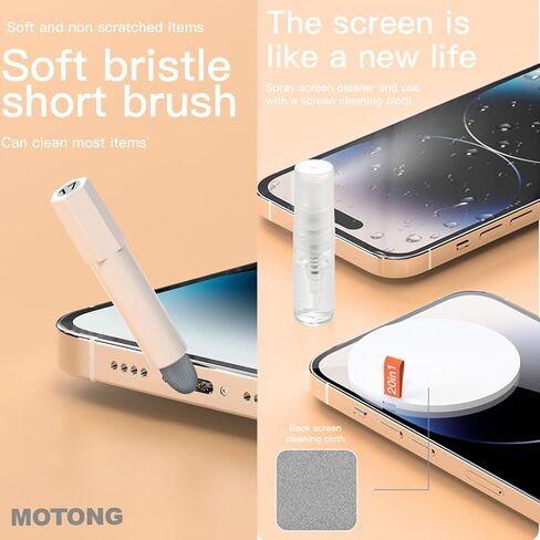 MOTONG Keyboard Screen Brush Cleaning Kit, Mutifunctional Electronic Cleaner Tools Kits for AirPods Laptop Camera Phone PC (White) in Saudi Arabia