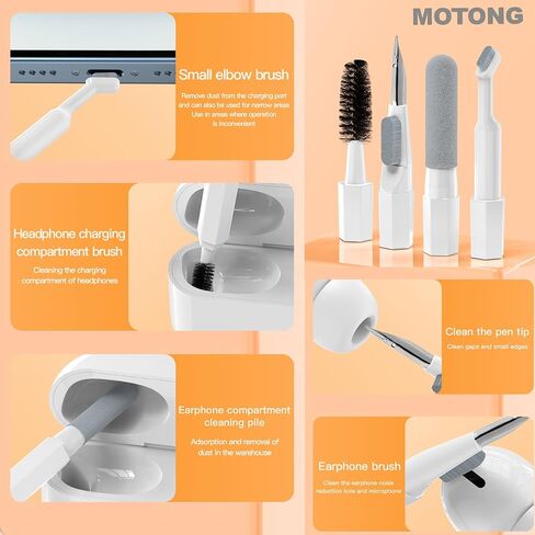 MOTONG Keyboard Screen Brush Cleaning Kit, Mutifunctional Electronic Cleaner Tools Kits for AirPods Laptop Camera Phone PC (White) in Saudi Arabia