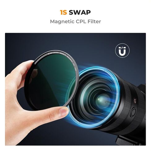 K&F Concept 58mm Magnetic Circular Polarizer Lens Filter with Cleaning Cloth Optical Glass Ultra Slim Polarizing CPL Lens Filter with 18 Multi-Layer Coatings (K-Series) in Saudi Arabia