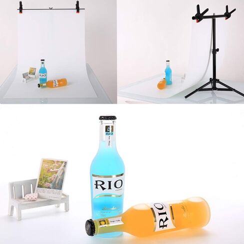 حامل خلفية محمول على شكل حرف T، 5 × 6.56 قدم / 150 × 200 سم قابل للتعديل للصور من PVC مجموعة نظام حامل دعم الخلفية مع حقيبة حمل، 3 مشابك زنبركية للتصوير الفوتوغرافي وحفلات استوديو الفيديو وحفلات الزفاف in Kuwait