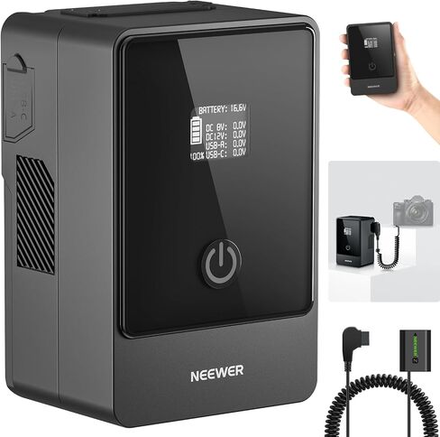 Neewer PS099E بطارية Mini V Mount 6800mAh 99Wh 14.5V مع بطارية الدمية NP-FZ100 65W PD Type C/USB A/D Tap/BP/Dual DC/OLED لشاشة كاميرا الفيديو المتوافقة مع SmallRig BMPCC 4K 6K in Saudi Arabia