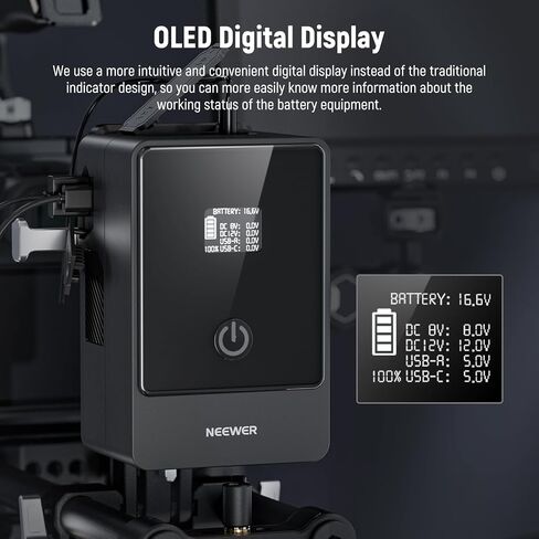 Neewer PS099E بطارية Mini V Mount 6800mAh 99Wh 14.5V مع بطارية الدمية NP-FZ100 65W PD Type C/USB A/D Tap/BP/Dual DC/OLED لشاشة كاميرا الفيديو المتوافقة مع SmallRig BMPCC 4K 6K in Saudi Arabia