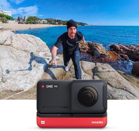 Insta360 ONE RS Twin Edition - كاميرا أكشن مقاومة للماء بدقة 4K 60 إطارًا في الثانية وكاميرا 5.7K 360 مع عدسات قابلة للتبديل، وتثبيت، وصور بدقة 48 ميجابكسل، وتقنية HDR النشطة، وتحرير الذكاء الاصطناعي in Saudi Arabia