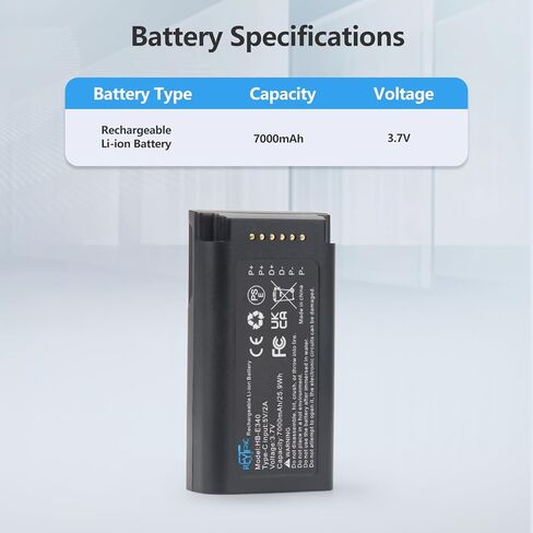 بطارية جرس باب فيديو E340 مطورة من REYTRIC متوافقة مع جرس باب فيديو Eufy Security E340، حزمة بطارية قابلة لإعادة الشحن بقدرة 7000 مللي أمبير في الساعة مع كابل USB-C in Kuwait