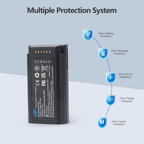 بطارية جرس باب فيديو E340 مطورة من REYTRIC متوافقة مع جرس باب فيديو Eufy Security E340، حزمة بطارية قابلة لإعادة الشحن بقدرة 7000 مللي أمبير في الساعة مع كابل USB-C in Kuwait