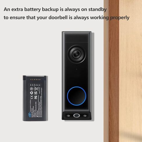 بطارية جرس باب فيديو E340 مطورة من REYTRIC متوافقة مع جرس باب فيديو Eufy Security E340، حزمة بطارية قابلة لإعادة الشحن بقدرة 7000 مللي أمبير في الساعة مع كابل USB-C in Kuwait
