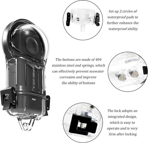 O'woda Diving Case for Insta360 X3, 50M/164FT Waterproof Housing Case Camera Underwater Protective Shell for Insta360 X3 Accessories in Saudi Arabia