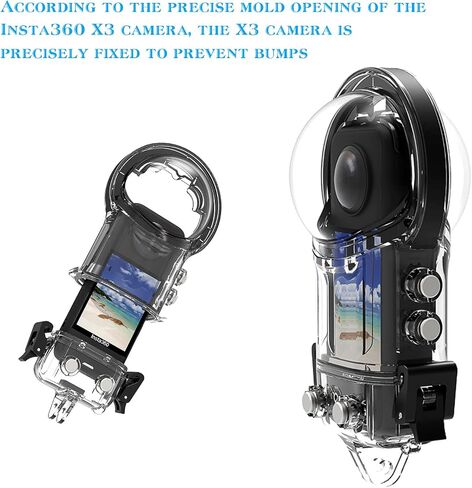 O'woda Diving Case for Insta360 X3, 50M/164FT Waterproof Housing Case Camera Underwater Protective Shell for Insta360 X3 Accessories in Saudi Arabia