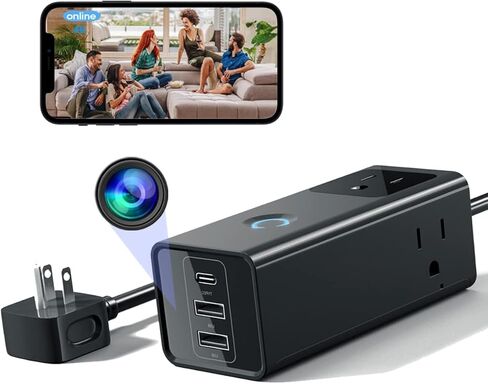 HD 1080P كاميرا خفية كاميرا تجسس واي فاي الجدار منفذ شاحن الكاميرا مربية كام مع الفيديو والكشف عن الحركة كاميرات تجسس صغيرة لأمن المنزل داخلي لا صوت in Kuwait