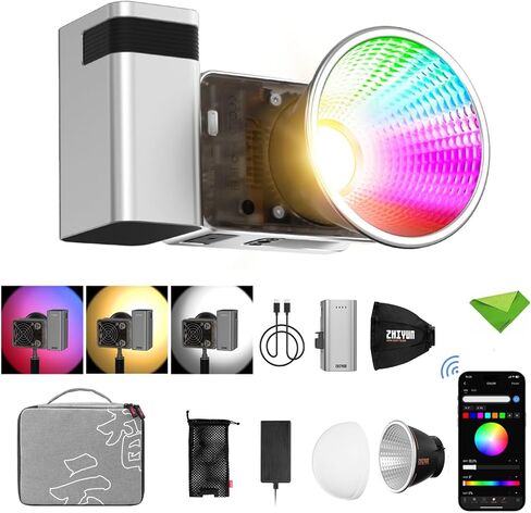 مصباح فيديو Zhiyun X60 RGB Pro LED، ثنائي اللون CCT 2700-6500K CRI≈95 TLCI≈98، التحكم في التطبيق في الإضاءة المستمرة للتصوير الفوتوغرافي، وإضاءة فيديو الاستوديو، ويوتيوب، ومدونة الفيديو، والبث المباشر، وما إلى ذلك (ZY Mount) in Saudi Arabia