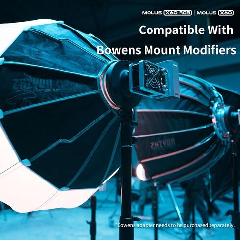 مصباح فيديو Zhiyun X60 RGB Pro LED، ثنائي اللون CCT 2700-6500K CRI≈95 TLCI≈98، التحكم في التطبيق في الإضاءة المستمرة للتصوير الفوتوغرافي، وإضاءة فيديو الاستوديو، ويوتيوب، ومدونة الفيديو، والبث المباشر، وما إلى ذلك (ZY Mount) in Saudi Arabia