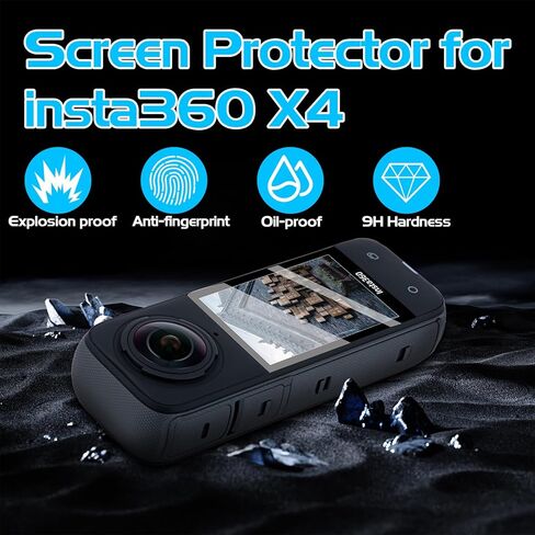 غشاء واقي للشاشة Insta 360 X4 لـ Insta360 X4 مضاد للخدش من الزجاج المقسى شاشة LCD طبقة حماية صلابة 9H (عبوتان) in Kuwait