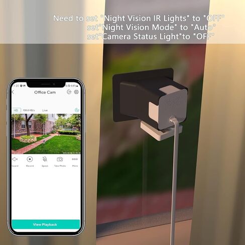 Angled Window Mount for Wyze Cam V4 Cam V3, Turn Wyze Camera into a Window Camera for Outdoor Monitoring Through Glass Use Cam v4 (Black, Pack of 1) in Saudi Arabia
