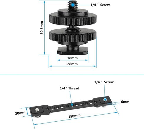CAMVATE Bar Arm with Dual 1/4"-20 Camera Screw Mount & Shoe Adapter - 3483 in Saudi Arabia