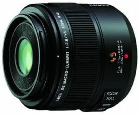PANASONIC LUMIX G LEICA DG MACRO-ELMAR LENS, 45MM, F2.8 ASPH., PROFESSIONAL MIRRORLESS MICRO FOUR THIRDS, MEGA OPTICAL I.S., H-ES045 (USA BLACK) (Renewed) in Saudi Arabia