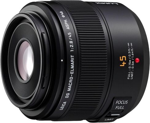 PANASONIC LUMIX G LEICA DG MACRO-ELMAR LENS, 45MM, F2.8 ASPH., PROFESSIONAL MIRRORLESS MICRO FOUR THIRDS, MEGA OPTICAL I.S., H-ES045 (USA BLACK) (Renewed) in Saudi Arabia
