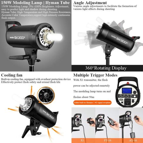 Godox SK300II 300Ws GN58 5600K ستوديو ضوء إحترافي بوينز جبل Monolight فلاش مع BD-04 باب الحظيرة مرشحات اللون عاكس مجموعة in Saudi Arabia
