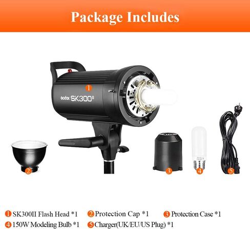 Godox SK300II 300Ws GN58 5600K ستوديو ضوء إحترافي بوينز جبل Monolight فلاش مع BD-04 باب الحظيرة مرشحات اللون عاكس مجموعة in Saudi Arabia