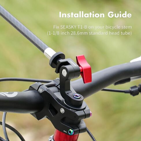 عصا سيلفي للدراجة T1-B من سيسكي T1-B، حامل مقود رؤية الشخص الثالث، متوافق مع insta360 X4 X3 X2 RS GoPro Max 360 ملحقات كاميرا الحركة الرياضية البانورامية، ألياف الكربون وسبائك الألومنيوم in Kuwait