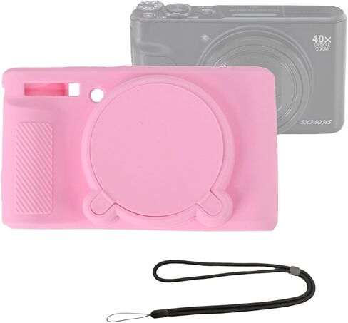 حافظة كاميرا سيليكون SX740 غطاء مطاطي لكاميرات Canon PowerShot SX740 SX730 HS ملحقات كاميرات الجسم مع حبل رقبة اليد in Kuwait