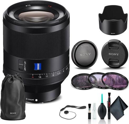 عدسة Sony Planar T FE مقاس 50 مم f/1.4 ZA SEL50F14Z، طقم فلتر، حافظة غطاء، طقم تنظيف، والمزيد in Saudi Arabia