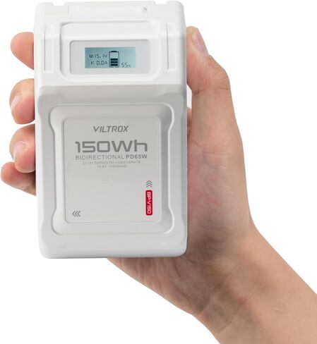 بطارية VILTROX 150W V Mount، 14.8V 10050mAh V Lock V-Mount، تدعم الشحن السريع 65W PD مع مقابس D-TAP BP USB-C USB-A وشاشة OLED للكاميرات وكاميرات الفيديو والشاشات والهواتف الذكية in Kuwait