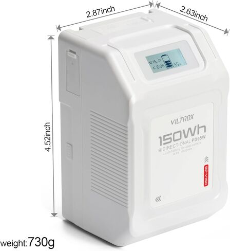 بطارية VILTROX 150W V Mount، 14.8V 10050mAh V Lock V-Mount، تدعم الشحن السريع 65W PD مع مقابس D-TAP BP USB-C USB-A وشاشة OLED للكاميرات وكاميرات الفيديو والشاشات والهواتف الذكية in Kuwait