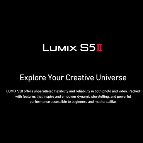 مجموعة هيكل كاميرا باناسونيك لوميكس S5II بدون مرآة مع عدسة 85 مم f/1.8 بدون مرآة، عدسة 50 مم f/1.8 L-Mount، ميكروفون بندقية مثبت على الكاميرا، بطاقة SD 128 جيجابايت، حزمة بطارية، حزام كاميرا بنجي (7 قطع) in Saudi Arabia