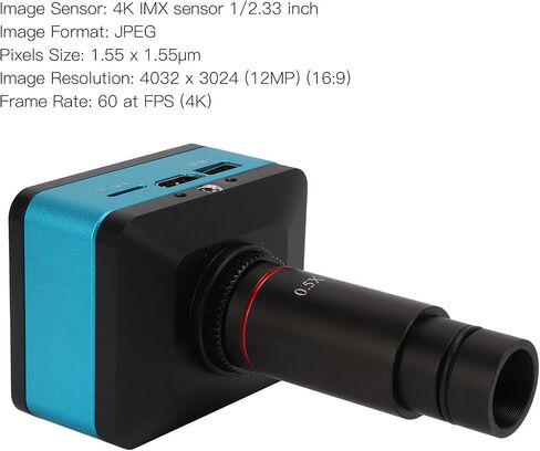 Walfront USB Industrial Microscope Camera with C-Mount Lens 4K HD 12MP 60FPS Microscope Camera Industrial Camera in Saudi Arabia