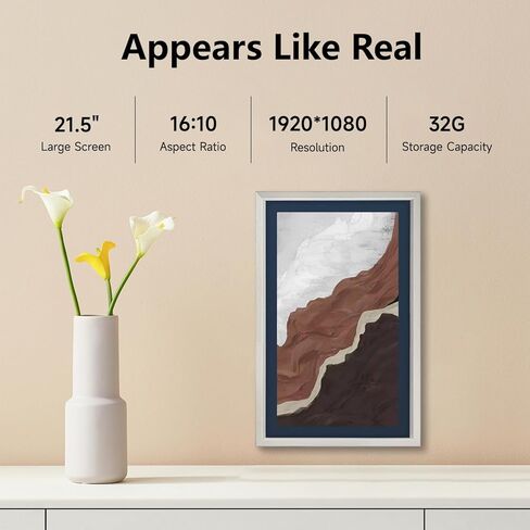إطار صور رقمي واي فاي مقاس 21.5 بوصة - إطار صور رقمي كبير بدقة 1920x1080 FHD، إطار صور إلكتروني ذكي مع تدوير تلقائي، مستشعر للضوء، مشاركة الصور ومقاطع الفيديو عبر التطبيق، هدية للعائلات والأصدقاء in Kuwait
