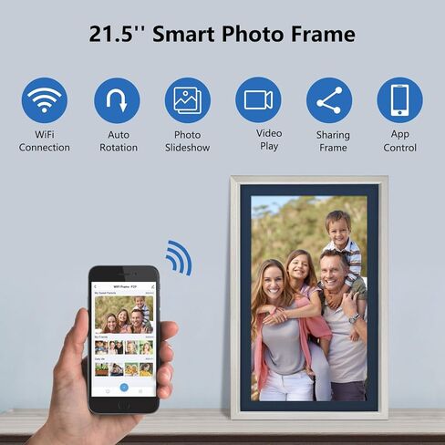 إطار صور رقمي واي فاي مقاس 21.5 بوصة - إطار صور رقمي كبير بدقة 1920x1080 FHD، إطار صور إلكتروني ذكي مع تدوير تلقائي، مستشعر للضوء، مشاركة الصور ومقاطع الفيديو عبر التطبيق، هدية للعائلات والأصدقاء in Kuwait