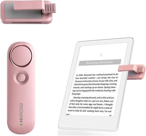RF Remote Control Page Turner for Kindle iPad iPhone Android-Phone/Tablets Reading eBook Novels Comics, Camera Remote Shutter Selfie Controller, Built-in Flashlight, Pink in Saudi Arabia