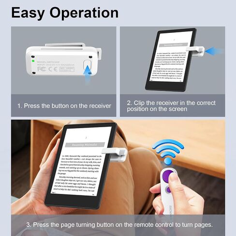جهاز التحكم عن بعد بتردد الراديو لجهاز Kindle iPad iPhone Android الهاتف/الكمبيوتر اللوحي قراءة الكتب الإلكترونية والروايات المصورة، كاميرا الصور تسجيل المشغلات عن بعد (أبيض + أرجواني) in Saudi Arabia