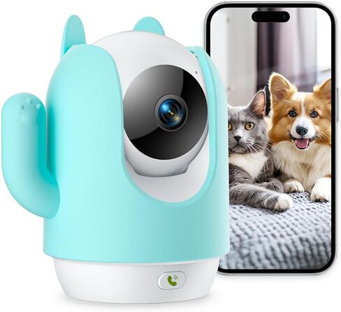 Pet Camera, 2K Indoor Security Camera, 360° Dog Camera with Phone App, Baby Monitor w/One-Touch Call, AI Motion Detection & Tracking, IR Night Vision, Cloud/SD Card Storage, 2.4GHz Wi-Fi, Blue in Saudi Arabia