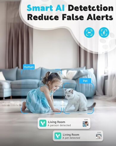 Pet Camera, 2K Indoor Security Camera, 360° Dog Camera with Phone App, Baby Monitor w/One-Touch Call, AI Motion Detection & Tracking, IR Night Vision, Cloud/SD Card Storage, 2.4GHz Wi-Fi, Blue in Saudi Arabia