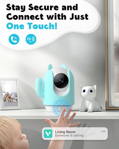Pet Camera, 2K Indoor Security Camera, 360° Dog Camera with Phone App, Baby Monitor w/One-Touch Call, AI Motion Detection & Tracking, IR Night Vision, Cloud/SD Card Storage, 2.4GHz Wi-Fi, Blue in Saudi Arabia