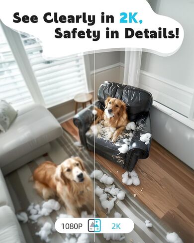 Pet Camera, 2K Indoor Security Camera, 360° Dog Camera with Phone App, Baby Monitor w/One-Touch Call, AI Motion Detection & Tracking, IR Night Vision, Cloud/SD Card Storage, 2.4GHz Wi-Fi, Blue in Saudi Arabia