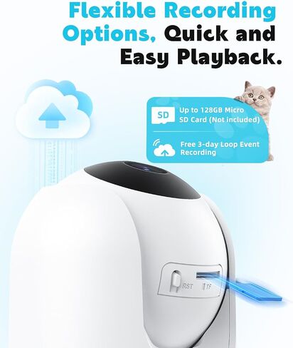 Pet Camera, 2K Indoor Security Camera, 360° Dog Camera with Phone App, Baby Monitor w/One-Touch Call, AI Motion Detection & Tracking, IR Night Vision, Cloud/SD Card Storage, 2.4GHz Wi-Fi, Blue in Saudi Arabia