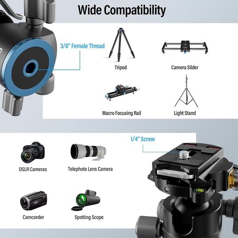 SIRUI 36mm Low Profile Ball Head KS-30, 360° Double Panoramic Aluminium Alloy Tripod Head for Camera, Camcorder, Professional Heavy Duty Ball Head for Tripod, Monopod, Camera Slider, Max Load 20KG in Saudi Arabia