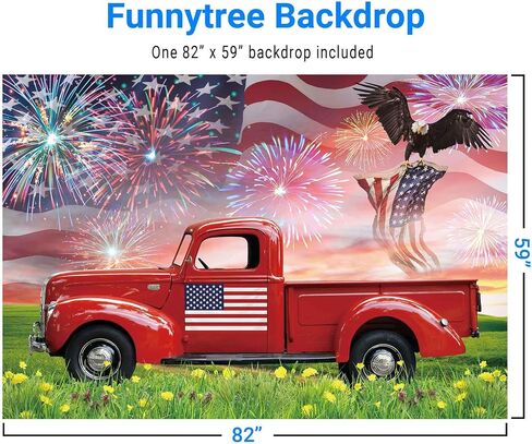 Funnytree 7x5FT 4 يوليو خلفية يوم الاستقلال الوطني للمحاربين القدامى العلم الأمريكي شاحنة النسر خلفية الولايات المتحدة الأمريكية الحرية التذكارية الرؤساء الوطنيين يوم لوازم الحفلات ديكور كشك الصور الدعائم هدية in Saudi Arabia